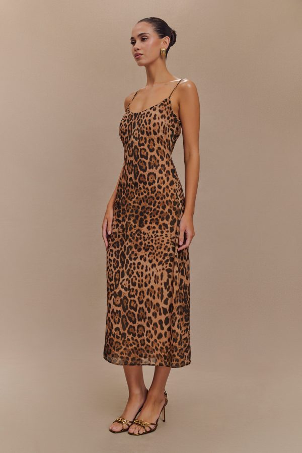 Leanne Chiffon Midi Dress - Leopard Print on Sale - Image 4