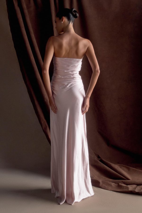 Cedar Strapless Satin Maxi Dress - Soft Pink Online now - Image 2
