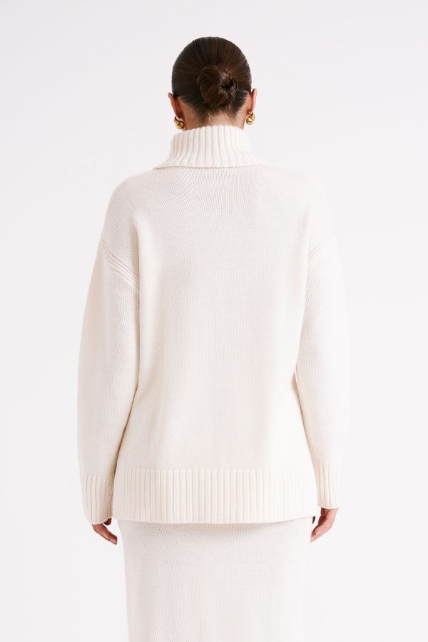Brittany High Neck Knit Jumper - Ivory Cheap - Image 5
