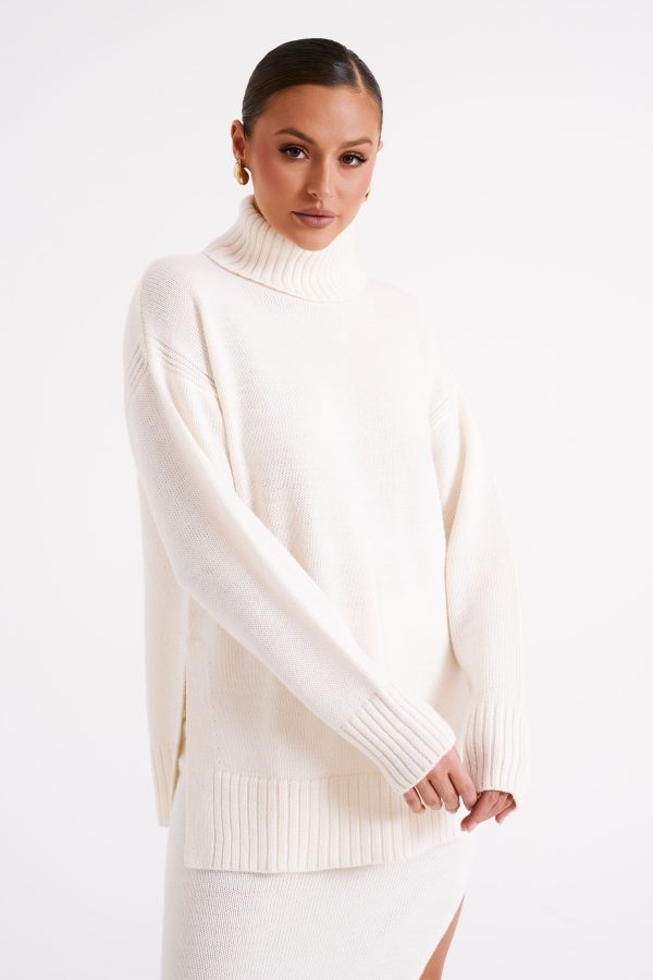 Brittany High Neck Knit Jumper - Ivory Cheap - Image 4