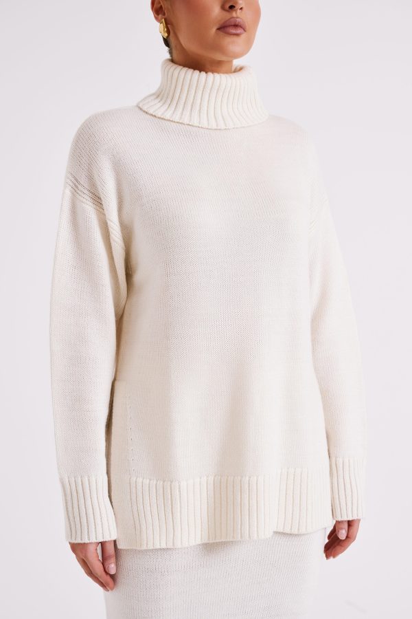 Brittany High Neck Knit Jumper - Ivory Cheap - Image 3