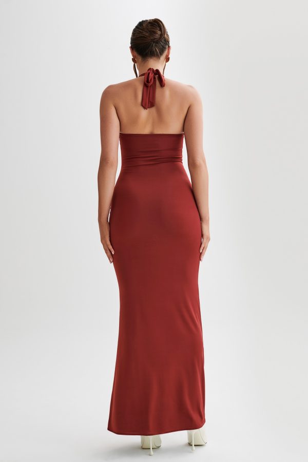 Ginevra Slinky Halter Maxi Dress - Cherry Red Supply - Image 2