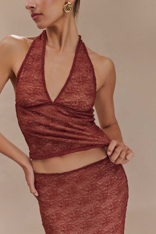 Asher Sheer Lace Halter Top - Chilli For Cheap - Image 3