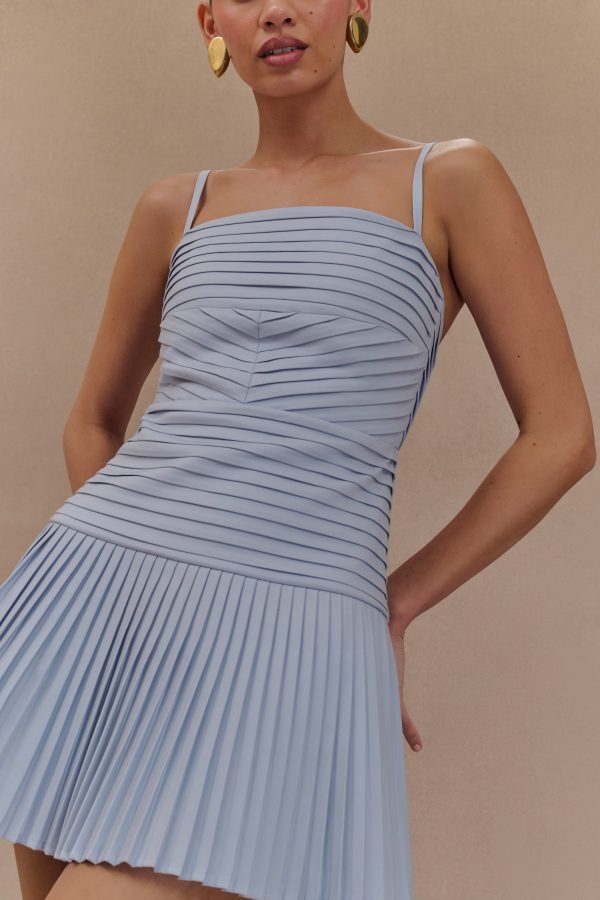 Rylee Multi Pleat Mini Dress - Ice Blue Sale - Image 5