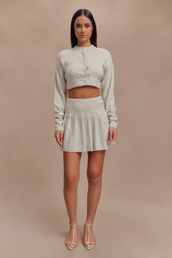 Dionne Pleated Knit Mini Skirt - Heather Grey Marle Online now - Image 5
