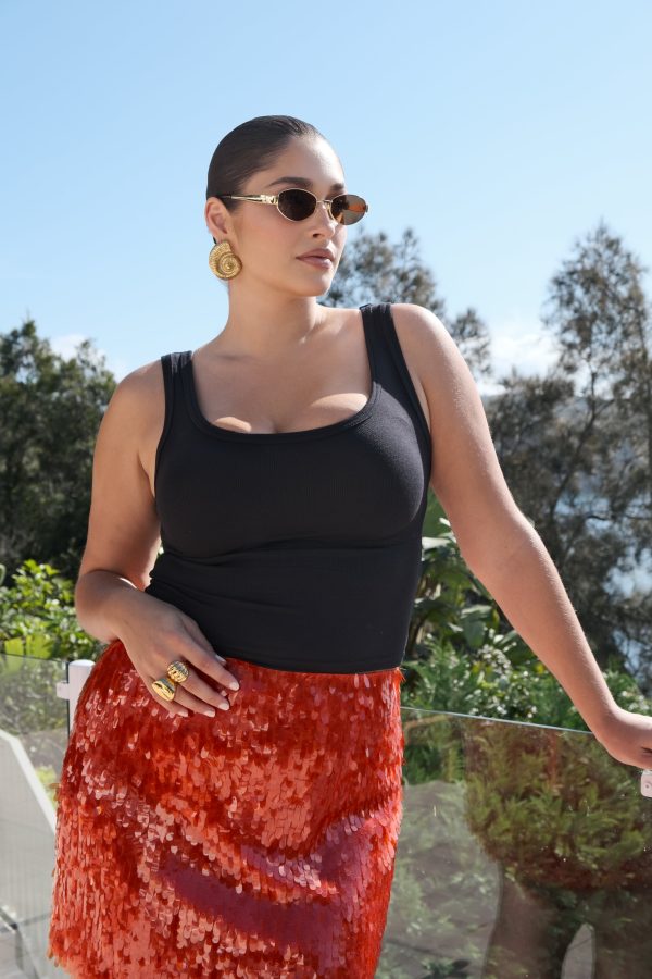 Savannah Sequin Mini Skirt - Firey Orange Fashion - Image 2
