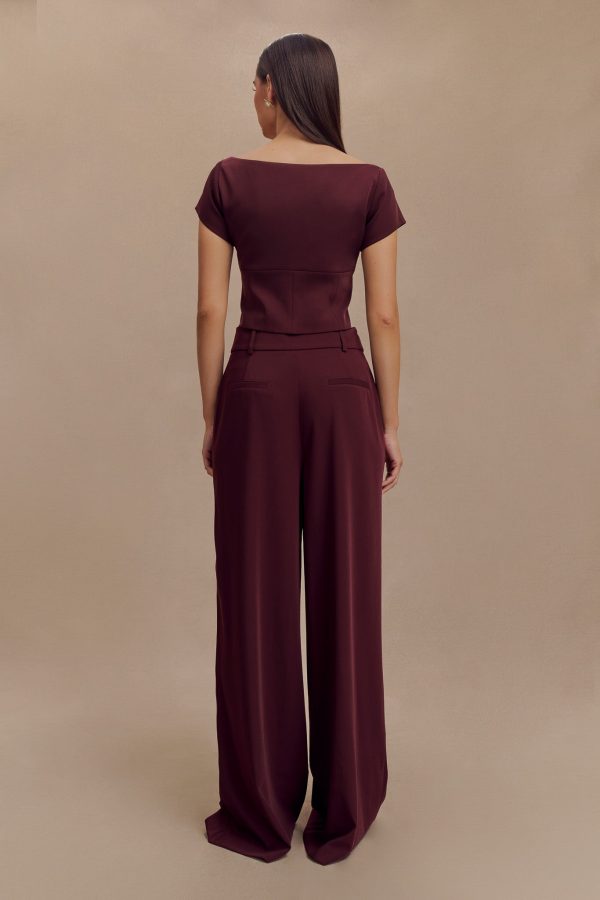 Ellis Cap Sleeve Longline Suiting Top - Mahogany Discount - Image 2