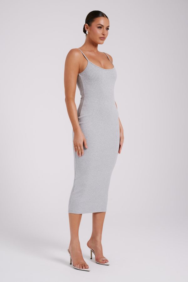 Alexis Ribbed Cami Midi Dress - Grey Marle on Sale - Image 5