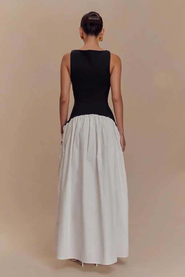 Acacia Contrast Sleeveless Maxi Dress - Black White Cheap - Image 3