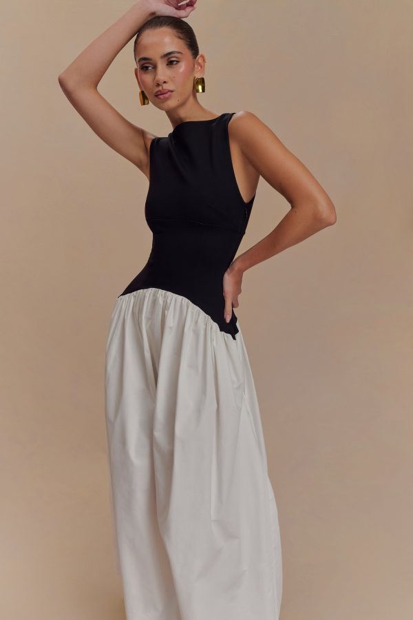 Acacia Contrast Sleeveless Maxi Dress - Black White Cheap - Image 4
