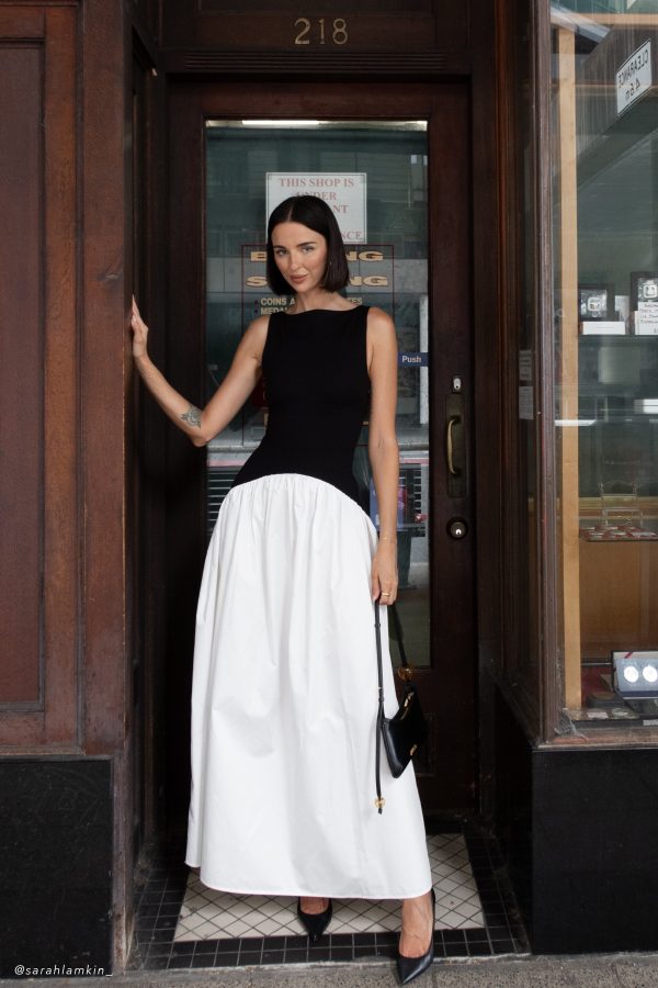 Acacia Contrast Sleeveless Maxi Dress - Black White Cheap