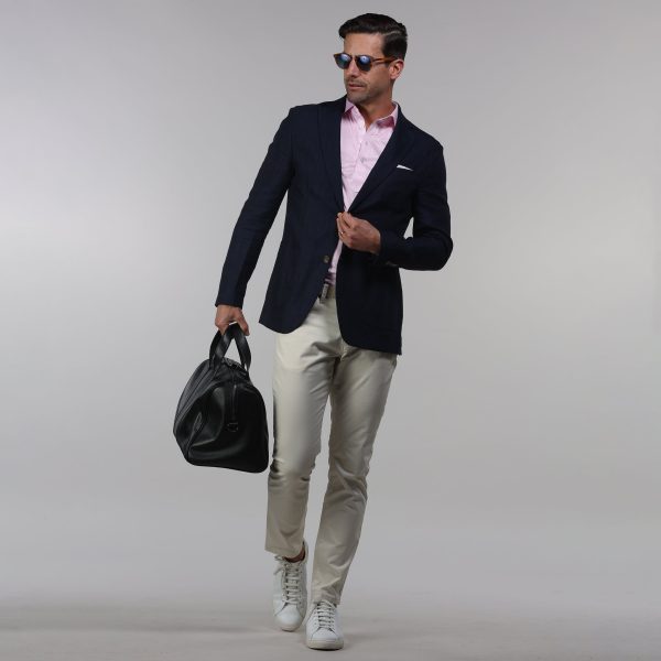 Semi-Spread Collar Polo Pink Houndstooth Fashion - Image 3