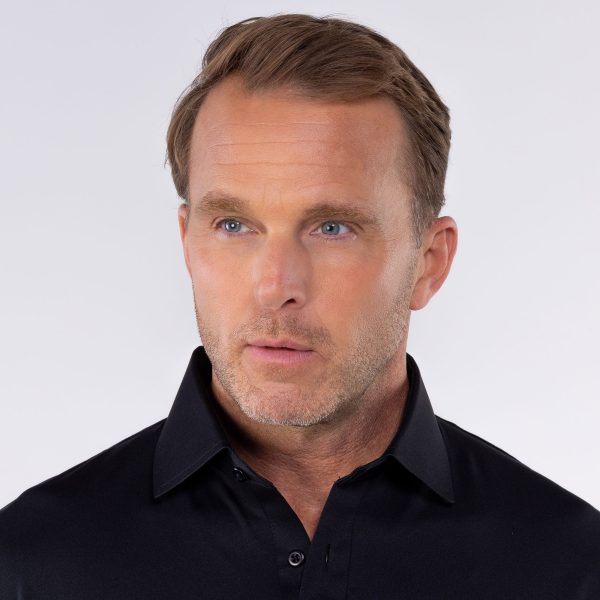 Quattro Flex Short Sleeve Button Down Black Fashion - Image 2